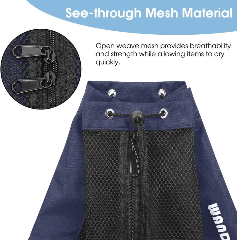 WANDF Swim Bag Mesh Drawstring Backpack Beach Backpack for Swimming, Gym, and Workout Gear - Image 5